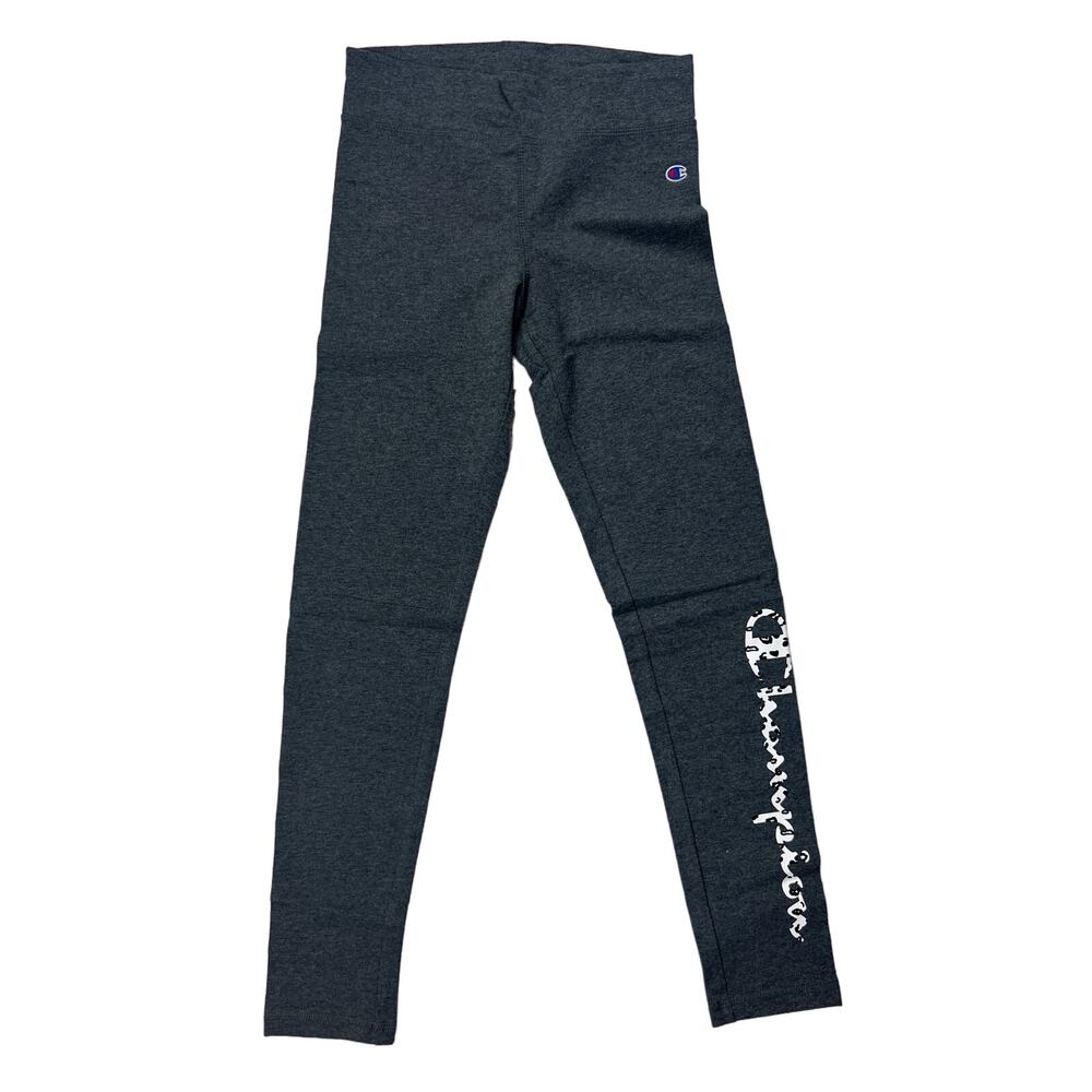 Champion Graphic Print Logo‎ Granite Heather Gray Leggings | Girls Medium
